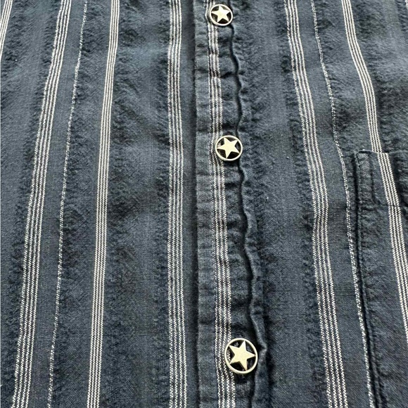 Scully Western Shirt L Blue Striped Star Buttons Vintage Cowboy Style - Picture 5 of 9